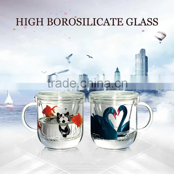 Wholesale 400ml High Borosilicate Handmade Glass Cup With Lid photo-2