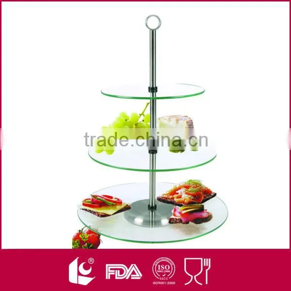 Three Layers Transparent Clear Glass Cake Plate