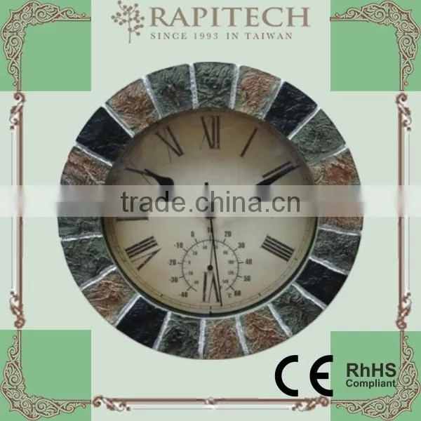10 Inch Plastic Clock with Thermometer Decorative Clock