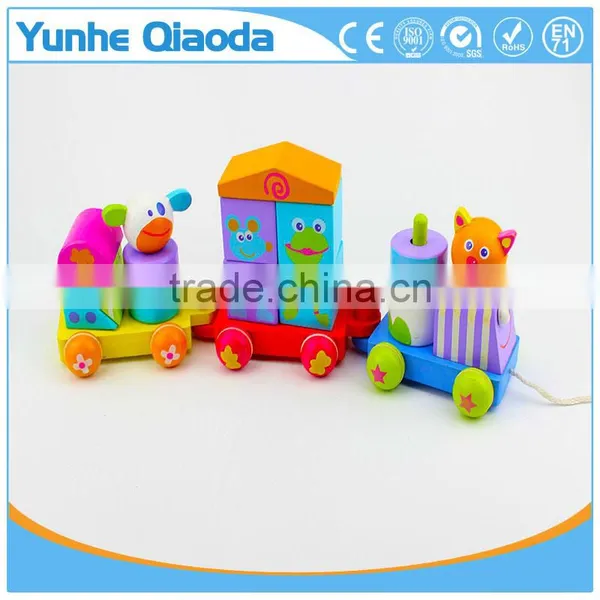 Colorful Wood Stocking Train Toys Animal Shape Blocks Education Gift photo-2