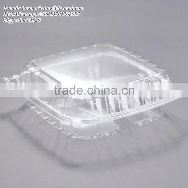 Clear Hinged BOPS Plastic Food Service Box Multi Compartment Clamshell Food Container photo-2