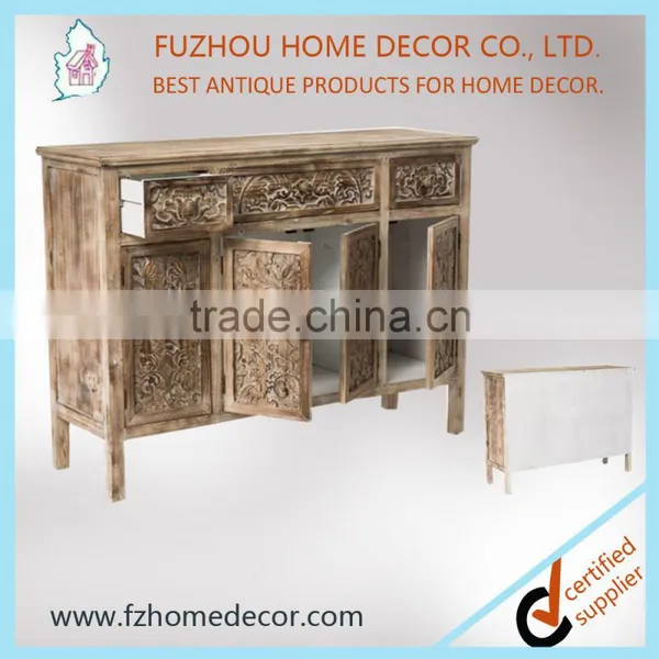 Shabby Chic Unfinished Solid Wood Treasure Chest of Drawers With Carved Door and Drawers photo-3