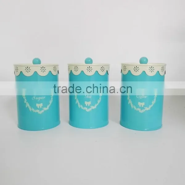 Lace Lid With Tea Coffee Sugar Set Biscuit Bread Bin Cake Canister Storage Jar Pot photo-2