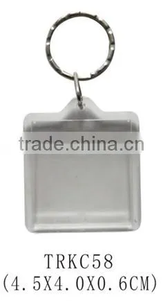Promotional Mini Square Shape Gift Photo Frame Clear Plastic Key Ring