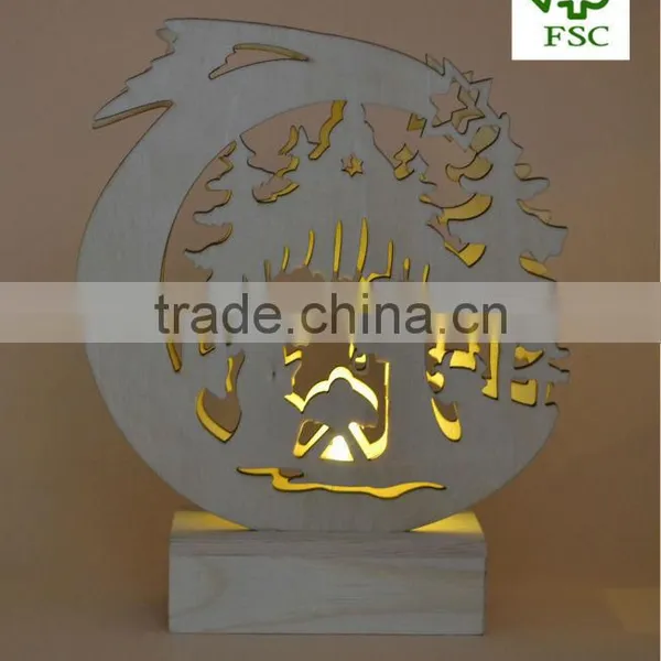 New Design Customed Christmas Wooden Laser Cutting With Light photo-2