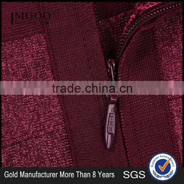MGOO Wholesale Beautiful Women Dress Custom OEM/ODM Deep V Neck Bandage Dress Sexy Party Red Color Dress H701 photo-5