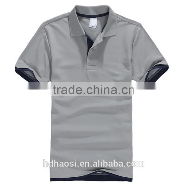 Blank t Shirt Beaded Cotton Double Color Collar Polo Shirt 195g CVC Materials Polo t Shirt for Men photo-4