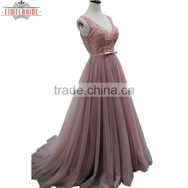 2017 China Manufacturer Customized Pink V Neck Wedding Dress photo-2