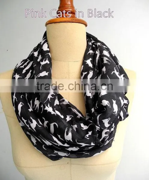 Cat Scarf Scarves Cat Infinity Scarf Chiffon Scarf Black Cat Print Shawl Gift Cat Print Shawl Gift Wrap Super Soft photo-6
