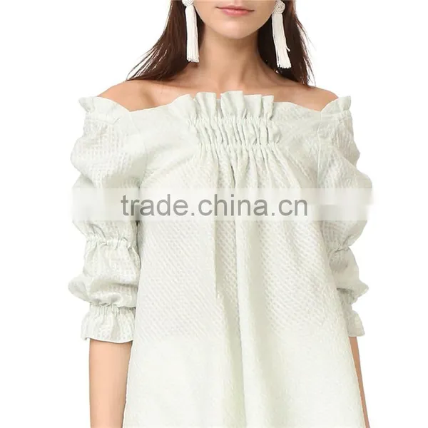 Soft Allover Puckered Weave Mint Linen Stripe Blouse photo-2
