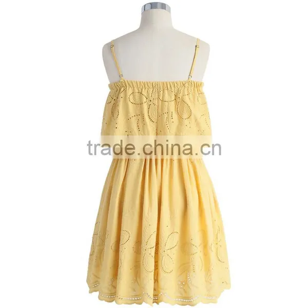 2017 SINGLE COLOR Adjustable Spaghetti Strap Embroidered Women Short Dress photo-5
