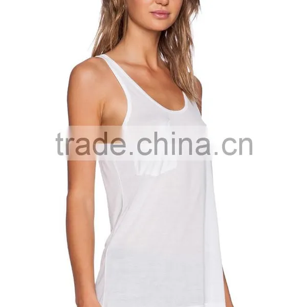 Front Breast Pocket Classic Tank Tops One Size Fits All photo-2