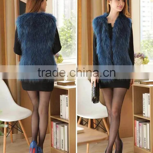 YR726 Chongfu China New Arrival Geuine Raccoon Knit Fur Vest/Women Fur Vest OME photo-5