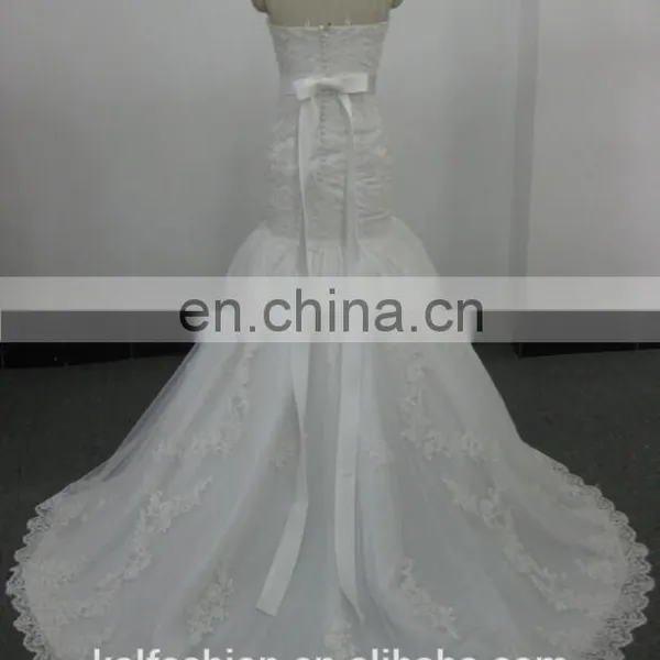 EBX-58 Backless Lace Beading Belt Wedding Dress | Chic Trumpet Dress photo-2