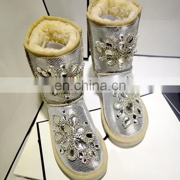 Aidocrystal Factory Price Wholesale Women Handmade Snow Boots With Rhinestone photo-2