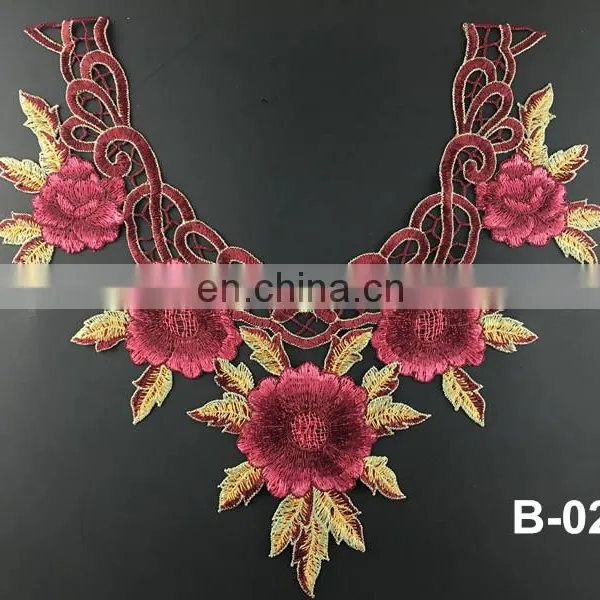 Wholesale Collars in Stock Embroidery Designs Flower Neck Lace Polyester Neck Design in Pair Collar Lace photo-4