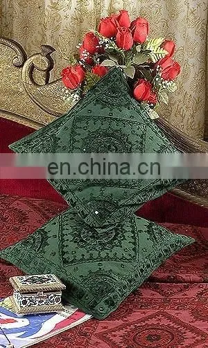 Indian Hand Embroidered Silk Cushion Cover photo-4