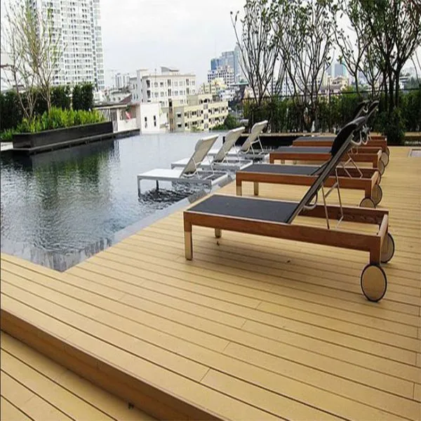 Engineered Teak Wood Grain Flooring WPC Composite Decking 22*140mm photo-2