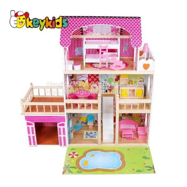 2019 Top Sale Children Miniature Furniture Toys Wooden Dollhouse With Sounds W06A365 photo-3