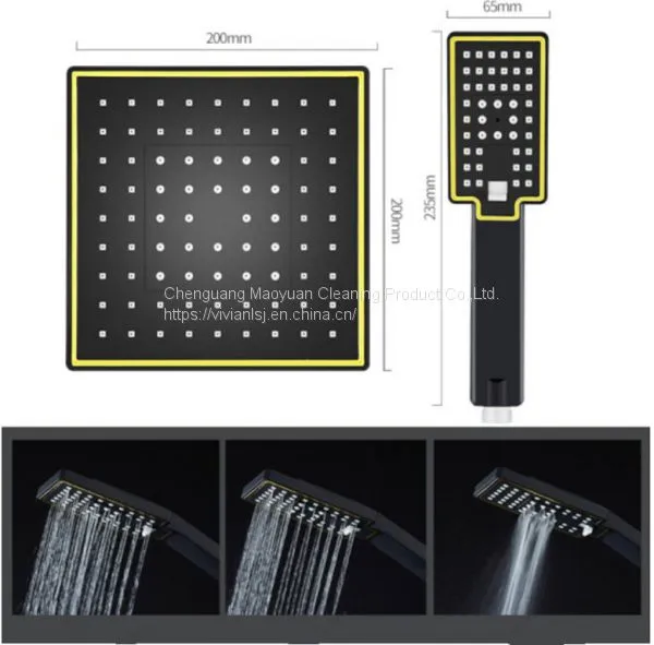 Black Color Big Rainfall Shower Set Woman Shower Sprayer Bathroom Head Shower photo-3