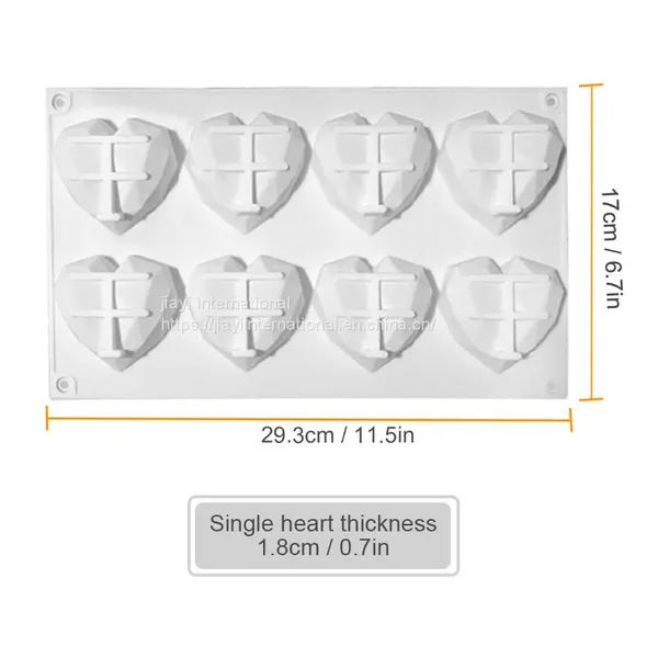 8 Cavities Heart Shaped Chocolate Silicone Mold for Handmade Mousse Cake Mold photo-3
