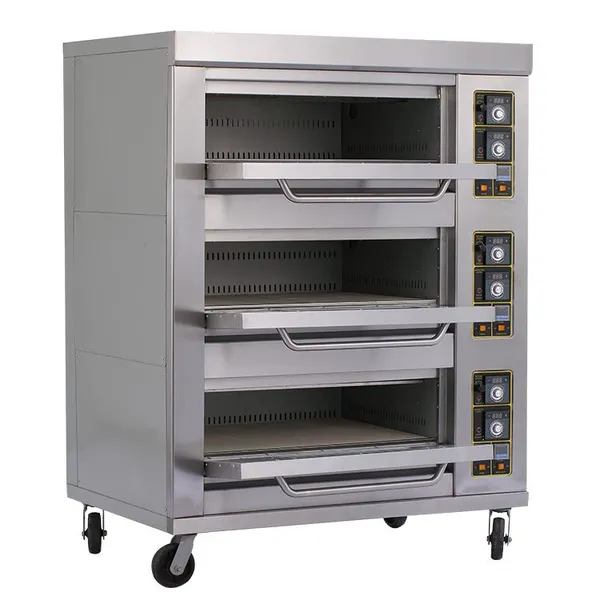 3 Deck 6 Trays Commercial Kitchen Gas Oven Bakery Machine Equipment Baking Oven Bread Cake Pizza Deck Oven