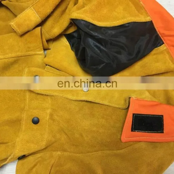 Mens Cow Split Leather Welding Apron With Long Sleeves, Welder Leather Apron, Safety Jacket photo-4