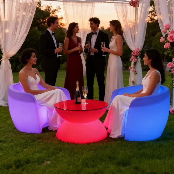 Wholesale Modern Black LED Illuminated Lounge Outdoor Nightclub Furniture Glow Bar Promotional Section Home Bar