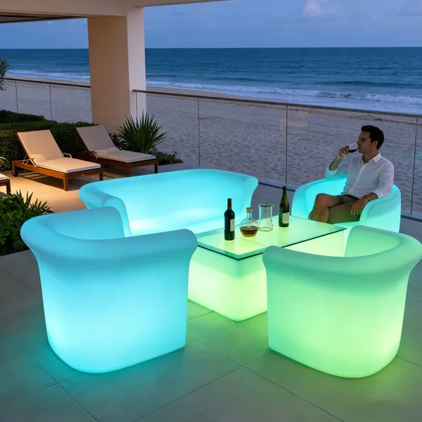 Rgb Color Change Illuminated Light up Portable Bar Table Outdoor Led Table Lumineuse Led Garden Furniture Bar Sofa Set photo-4