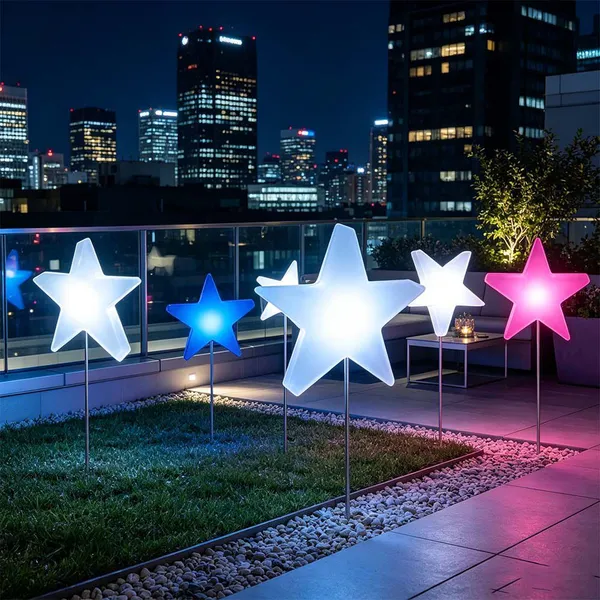 16 Color Variations Wireless Remote Pentagram Shape Floor Lamp IP65 Waterproof Outdoor Decorative Light photo-4