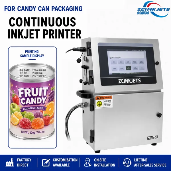 ZCINKJETS CIJ Printer for Candy Jars and Confectionery Packaging