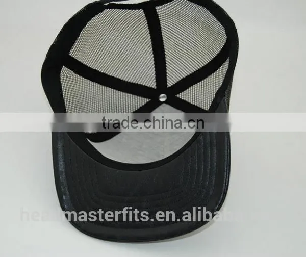 High Quality Black Trucker Cap/pu Blank Plain Mesh Cap photo-4