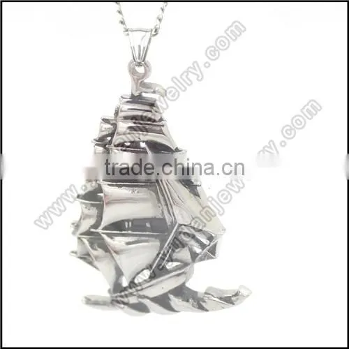 Emboss Boat Pendant Stainless Steel Pendant