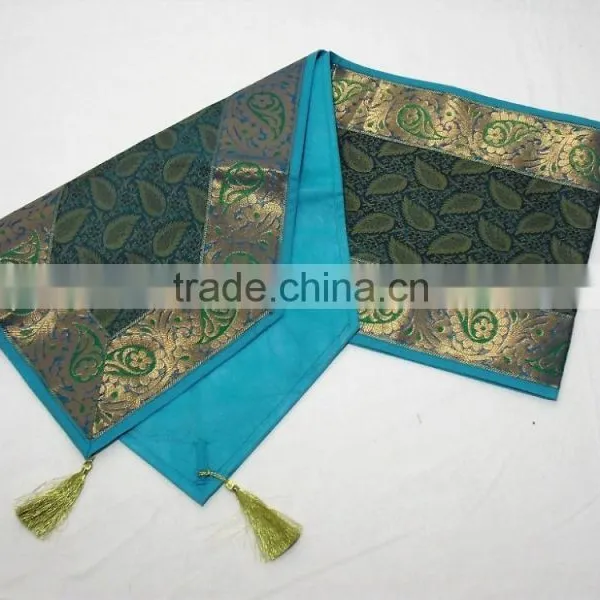 Placemats and Coaster in Blue Color Indian Silk Table Runner photo-4