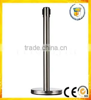 Stainless Steel Mirror Polished Queue Barrier Retractable Belt Stanchion
