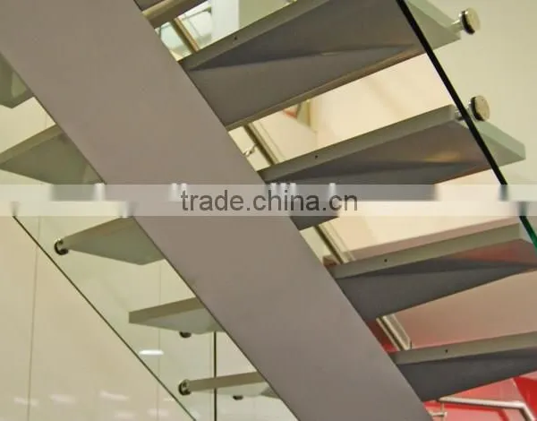Straight Glass Stairs, Laminated Glass Staircase, Single Stringer Stair--YUDI photo-3