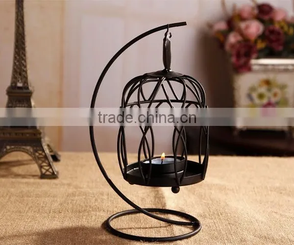 Zakka Birdcage Iron Candle Holder Candlestick Classical White Circular Hollow Candlestick Home Crafts photo-3