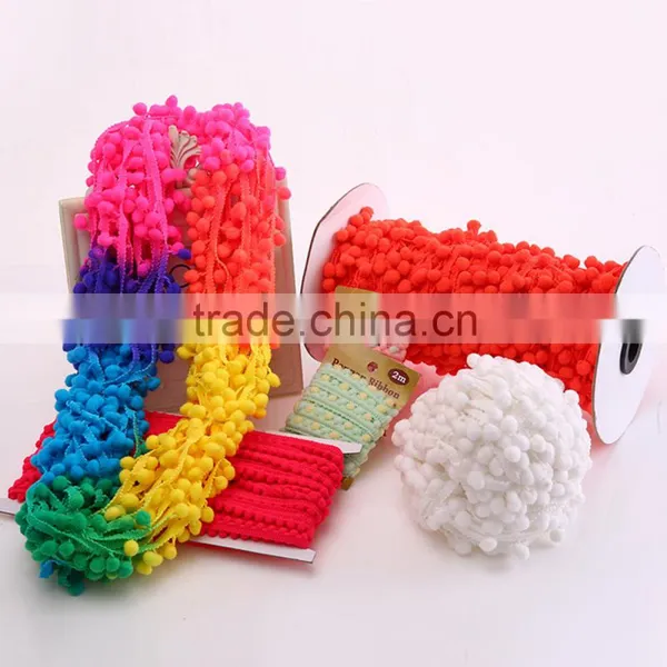 Fashion Distant-dyeing Ponpon Fringe Colorful Pompon Lace Decorative Pom Pom Trim Quality Choice photo-2