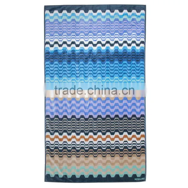 100% Cotton Reactive Printing Wave Stripes Bath Towel OEM Stripes Bath Towel