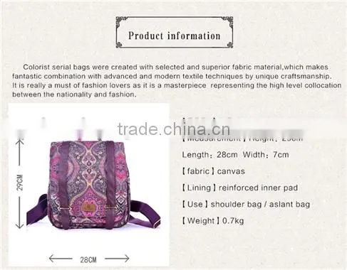 Reliable Quality Chinese Folk Style Ladies Canvas Laptop Backpack photo-5