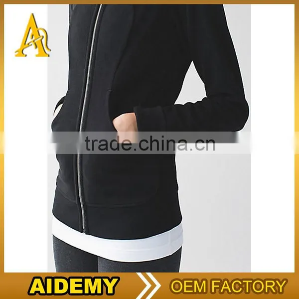 Custom Black Zipper up Sports Wear Manufacturer Plain Slim Fit Hoodies photo-6