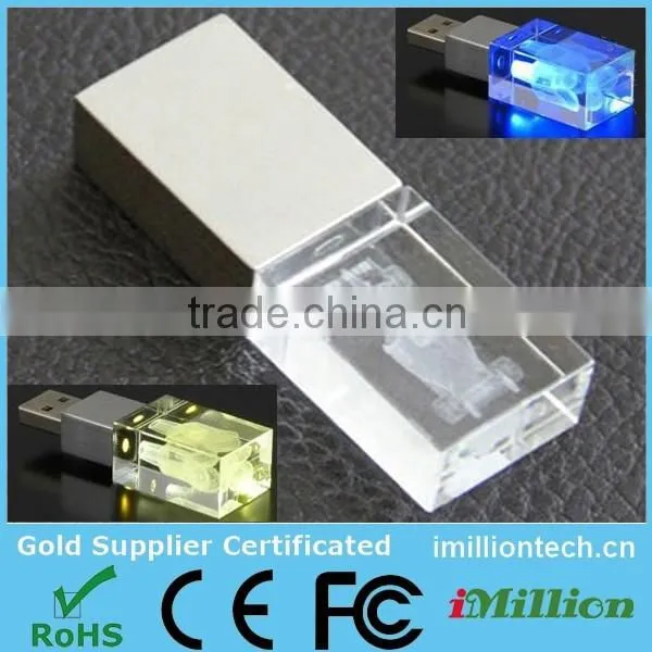Cheap Bulk Gifts Transparent 3d Logo Crystal Usb Pen Drive With Led Light photo-5