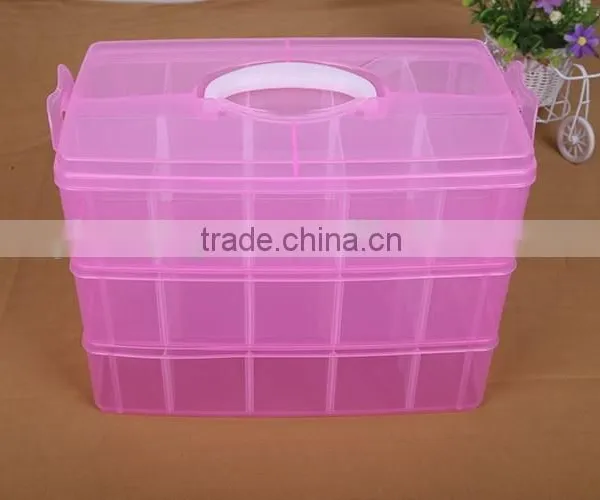 33.2cm*18.5cm*24.5cm Three Layers 30 Compartments Jewelry Adjustable Plastic Clear Box Jewelry Earring Bin Case Container photo-5