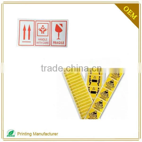 Plastic Permanent Adhesive Durable Fragile Warning Label Stickers photo-2
