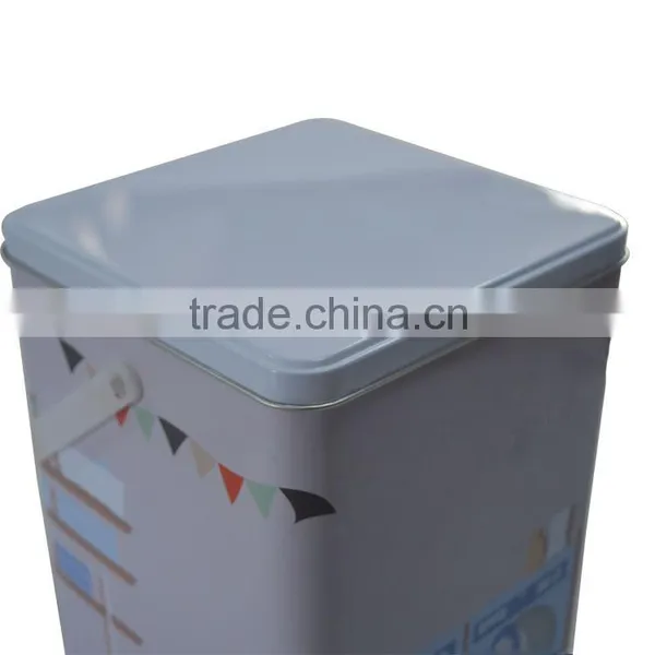 Plastic Handle Custom Washing Powder Storage Tin Box/Laundry Machine Shaped washing Powder Tin Container Metal Storage Box photo-3