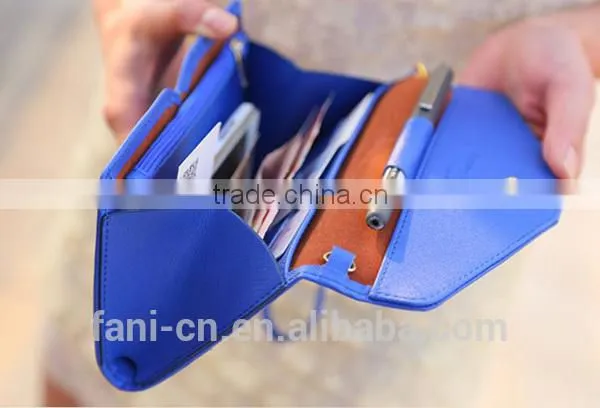 Wholesale Multifunction Cheap PU Leather Clutch Purse With Pen Holder Design for Woman photo-3