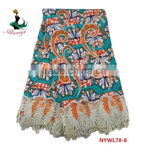 Newest Design Ankara Wax Mix Lace Fabric African Dutch Wax With Polyester Lace photo-5