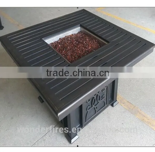 48" x 48" Square Chat Fire Pit Table - Outdoor FirePlace Fire Pit Heater Back Yard Propane Gas Patio Table Furniture photo-3