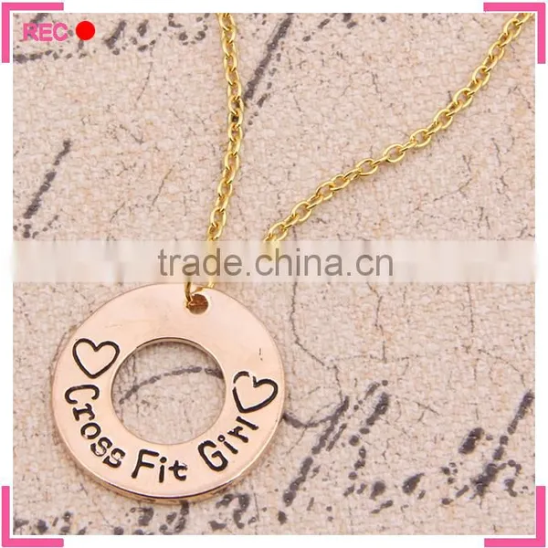 Personalized Name Necklace Cross Fit Girl, Circle Imitation Gold Chain Necklace photo-2