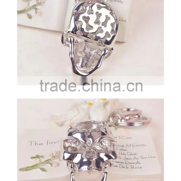 Wedding & Events Rhinestone Pirate Skull Key Chain Diamond Ring Keyring photo-4
